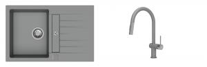 K-StrongSinks S3 Set dřez Vardar 780x500mm granit šedá + Baterie Neris šedá