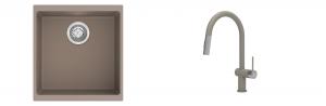 K-StrongSinks S3 Set dřez Hron 430x460mm granit béžová + Baterie Neris béžová