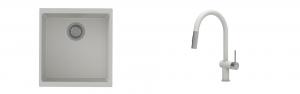 K-StrongSinks S3 Set dřez Hron 430x460mm granit bílá + Baterie Neris bílá