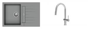 K-StrongSinks S3 Set dřez Vardar 780x500mm granit šedá + Baterie Neris celonerez