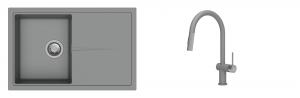 K-StrongSinks S3 Set dřez Labe 780x500mm granit šedá + Baterie Neris šedá