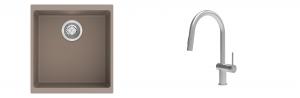 K-StrongSinks S3 Set dřez Hron 430x460mm granit béžová + Baterie Neris celonerez