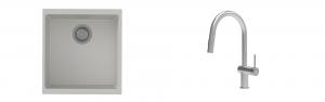 K-StrongSinks S3 Set dřez Hron 430x460mm granit bílá + Baterie Neris celonerez
