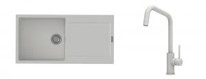 K-StrongSinks S3 Set dřez Zala 1000x500mm granit bílá + Baterie Arda bílá