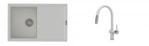 K-StrongSinks S3 Set dřez Labe 780x500mm granit bílá + Baterie Neris bílá