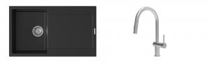 K-StrongSinks S3 Set dřez Zala 860x500mm granit černá + Baterie Neris celonerez