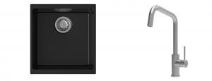 K-StrongSinks S3 Set dřez Hron 430x460mm granit černá + Baterie Arda nerez