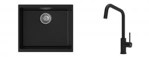 K-StrongSinks S3 Set dřez Hron 530x460mm granit černá + Baterie  Arda černá