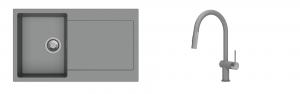 K-StrongSinks S3 Set dřez Zala 860x500mm granit šedá + Baterie Neris šedá