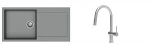 K-StrongSinks S3 Set dřez Zala 1000x500mm granit šedá + Baterie Neris celonerez