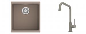 K-StrongSinks S3 Set dřez Hron 430x460mm granit béžová + Baterie Arda béžová