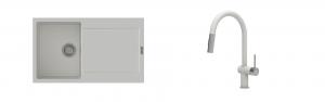 K-StrongSinks S3 Set dřez Zala 860x500mm granit bílá + Baterie Neris bílá