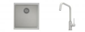 K-StrongSinks S3 Set dřez Hron 430x460mm granit bílá + Baterie Arda bílá
