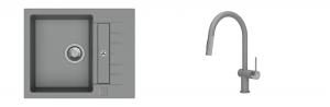 K-StrongSinks S3 Set dřez Vardar 615x500mm granit šedá + Baterie Neris šedá