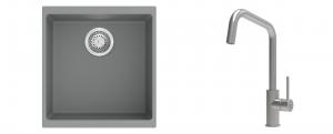K-StrongSinks S3 Set dřez Hron 430x460mm granit šedá + Baterie Arda nerez