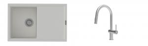 K-StrongSinks S3 Set dřez Labe 780x500mm granit bílá + Baterie Neris celonerez