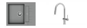 K-StrongSinks S3 Set dřez Vardar 615x500mm granit šedá + Baterie Neris celonerez