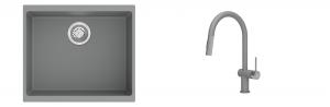 K-StrongSinks S3 Set dřez Hron 530x460mm granit šedá + Baterie Neris šedá