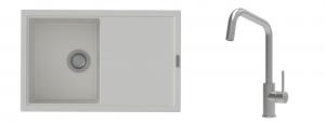 K-StrongSinks S3 Set dřez Labe 780x500mm granit bílá + Baterie Arda nerez