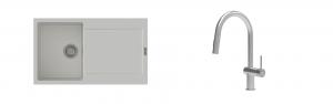 K-StrongSinks S3 Set dřez Zala 860x500mm granit bílá + Baterie Neris celonerez