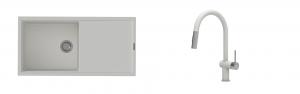 K-StrongSinks S3 Set dřez Labe 1000x500mm granit bílá + Baterie Neris bílá
