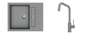 K-StrongSinks S3 Set dřez Vardar 615x500mm granit šedá + Baterie Arda šedá
