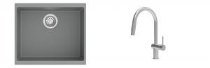 K-StrongSinks S3 Set dřez Hron 530x460mm granit šedá + Baterie Neris celonerez
