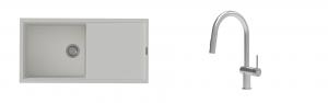 K-StrongSinks S3 Set dřez Labe 1000x500mm granit bílá + Baterie Neris celonerez