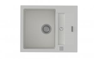 StrongSinks S3 Dřez granit Vardar 615 615x500mm s odkapem a vaničkou bílá
