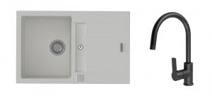 K-StrongSinks S3 Set dřez Vardar 780x500mm granit bílá + Baterie Loira černá