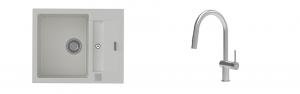 K-StrongSinks S3 Set dřez Vardar 615x500mm granit bílá + Baterie Neris celonerez