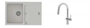 K-StrongSinks S3 Set dřez Vardar 780x500mm granit bílá + Baterie Neris celonerez