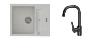 K-StrongSinks S3 Set dřez Vardar 615x500mm granit bílá + Baterie Garonne černá