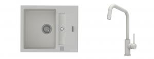 K-StrongSinks S3 Set dřez Vardar 615x500mm granit bílá + Baterie Arda bílá