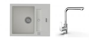 K-StrongSinks S3 Set dřez Vardar 615x500mm granit bílá + Baterie  Stréva chrom