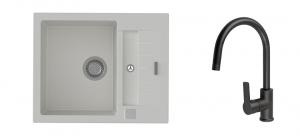K-StrongSinks S3 Set dřez Vardar 615x500mm granit bílá + Baterie Loira černá