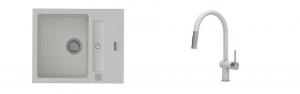 K-StrongSinks S3 Set dřez Vardar 615x500mm granit bílá + Baterie Neris bílá