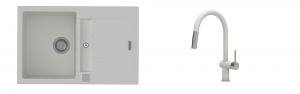 K-StrongSinks S3 Set dřez Vardar 780x500mm granit bílá + Baterie Neris bílá