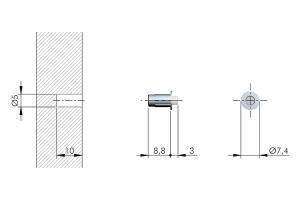 IF-tlumič dvířek závrtný Flex 5mm  10x3mm šedá