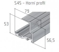 S-S45 horní vodící profil 2,5m stříbrný
