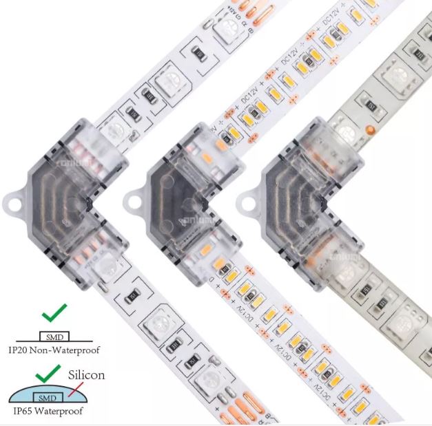 StrongLumio spojka LED pásků 10mm - tvar "L" (4 piny) RGB