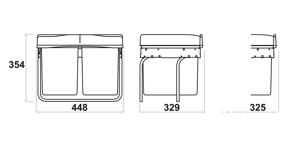 GOLLINUCCI Sorter Linea 297 500mm 1x15l+2x7,5l šedá
